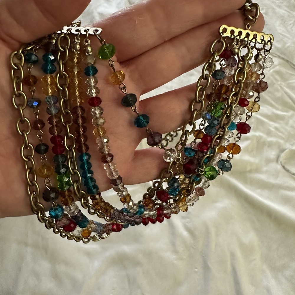 Vintage look beaded glass necklace 7 strands - Picture 5 of 5